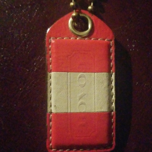 Leather red & white Authentic Coach Key Fob - Picture 2 of 3